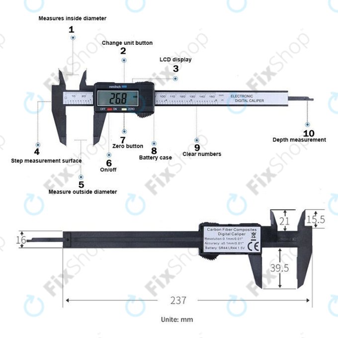 ProStormer - Outil de mesure en plastique (150mm)