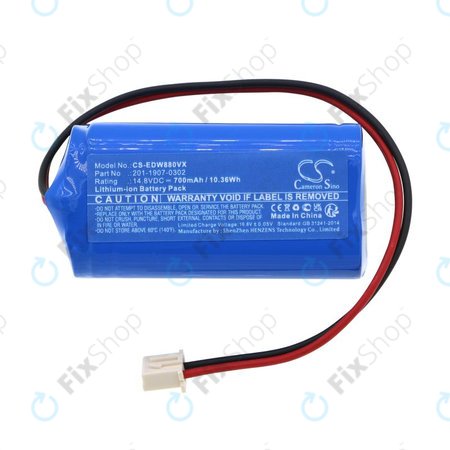 Batterie pour Ecovacs Winbot 880, 700, 700mAh, Li-Ion, 14.8V, 201-1907-0302, HQ