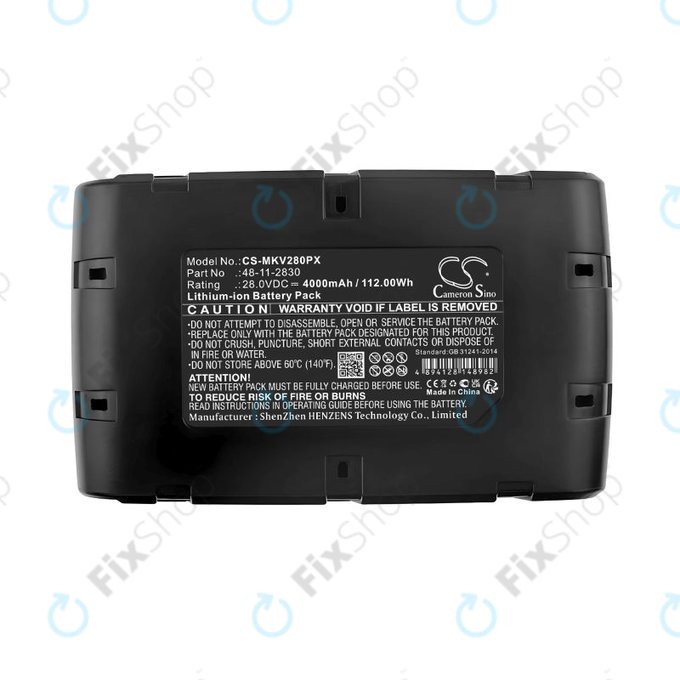 Batterie pour Milwaukee 0721-20, V28 Vc, Wurth Bs 28-A Combi, 4000mAh, Li-Ion, 28V, 48-11-2830, HQ