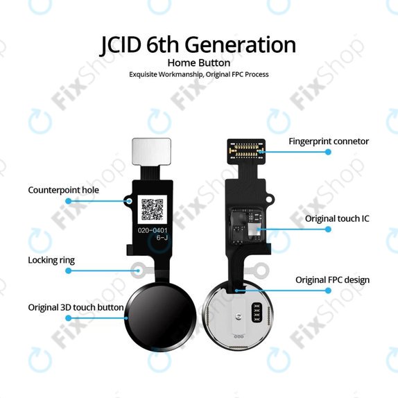 Apple iPhone 7, 7 Plus, 8, 8 Plus, SE (2020), SE (2022) - Bouton Home JCID 6 Gen (Argent)