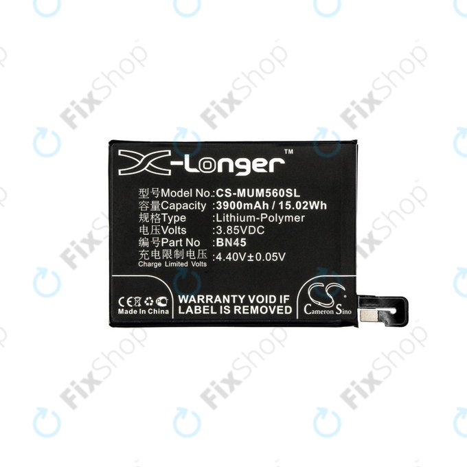 Batterie pour Xiaomi Redmi Note 5, Redmi Note 5 Pro, 3900mAh, Li-Pol, 3.85 V, BN45, HQ
