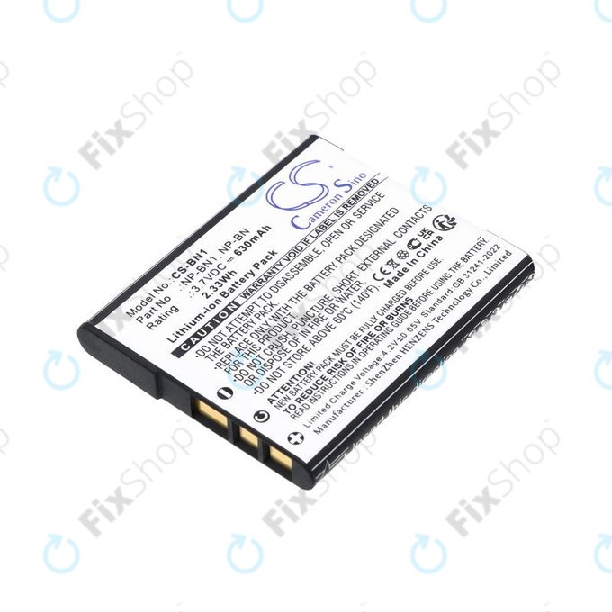 Batterie pour Sony Cyber-Shot DSC-TX20, TX9, 630mAh, Li-Ion, 3.7V, NP-BN1, HQ