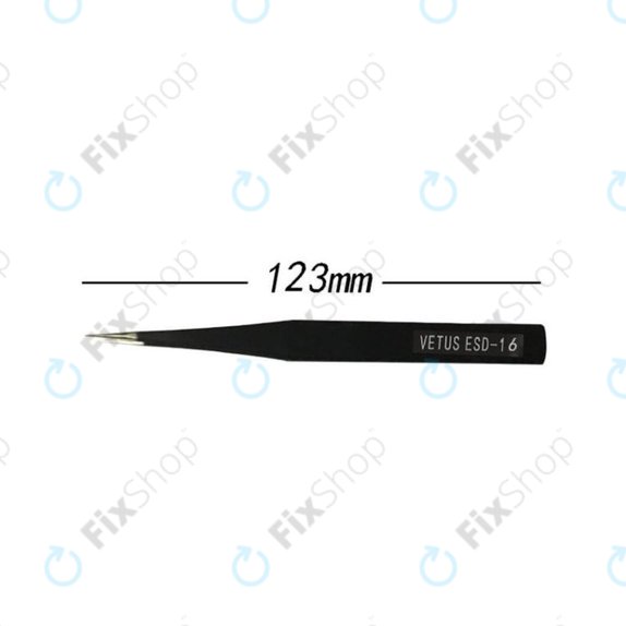Vetus ESD-16 - Pince à épiler antistatique en métal à pointe droite (128mm)