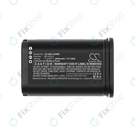 Batterie pour Leica Q2, Q3, SL2, SL2s, 2600mAh, Li-Ion, 7.2V, BP-SCL6, HQ