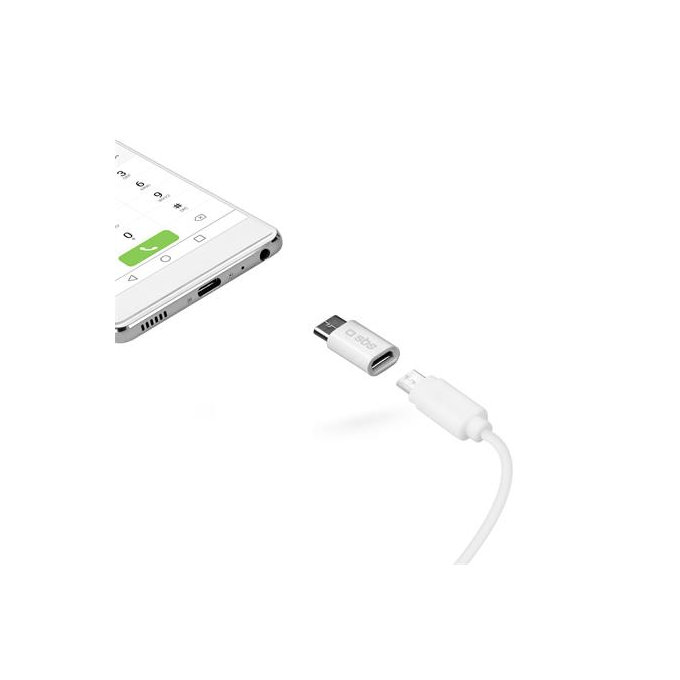 SBS - Adaptateur Micro-USB / USB-C, blanc