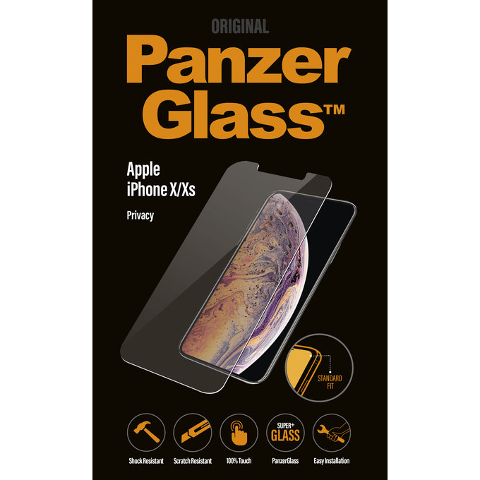 PanzerGlass - Verre Trempé Privacy Standard Fit pour iPhone X, XS et 11 Pro, transparent