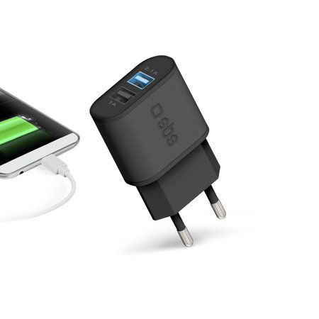 SBS - Adaptateur de charge 10 W 2x USB, noir