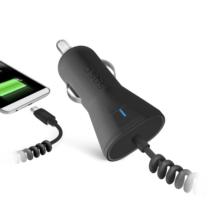 SBS - Chargeur de voiture USB, Micro-USB, 1A, noir