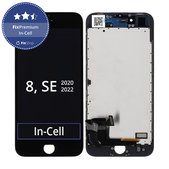 Écran In-Cell pour iPhone 8, SE (2020), SE (2022), Black, Tactile avec cadre, FixPremium