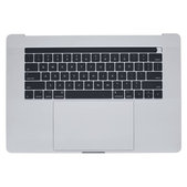 Apple MacBook Pro 15" A1707 (Fin 2016 - Mi 2017) - Cadre clavier supérieur + clavier US + microphone + trackpad + haut-parleurs (Argent)
