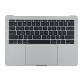 Apple MacBook Pro 13" A1708 (Late 2016 - Mid 2017) - Cadre clavier supérieur + clavier US + microphone + trackpad + haut-parleurs (Argent)