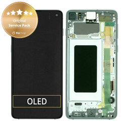 Samsung Galaxy S10 G973F - Écran LCD + Ecran Tactile + Cadre (Vert Prisme) - GH82-18850E, GH82-18835E Genuine Service Pack