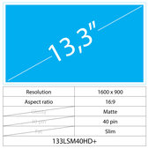 13,3 LCD Fin Mat 40 broches HD+