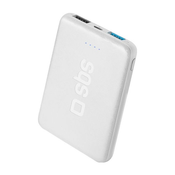 SBS - PowerBank 5000 mAh - 2x USB, Micro-USB, blanc