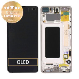 Samsung Galaxy S10 Plus G975F - Écran LCD + Ecran Tactile + Cadre (Ceramic White) - GH82-18849J, GH82-18834J Genuine Service Pack