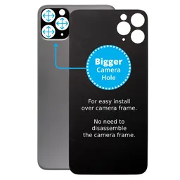 Apple iPhone 11 Pro Max - Verre du boîtier arrière avec plus grand trou pour l'appareil photo (gris sidéral)