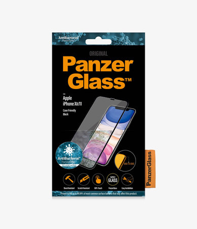 PanzerGlass - Étui en verre trempé Friendly AB pour iPhone XR & 11, noir