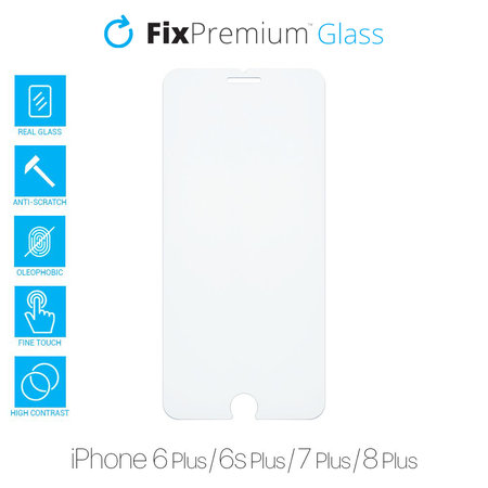 FixPremium Glass - Verre trempé pour iPhone 6 Plus, 6s Plus, 7 Plus et 8 Plus