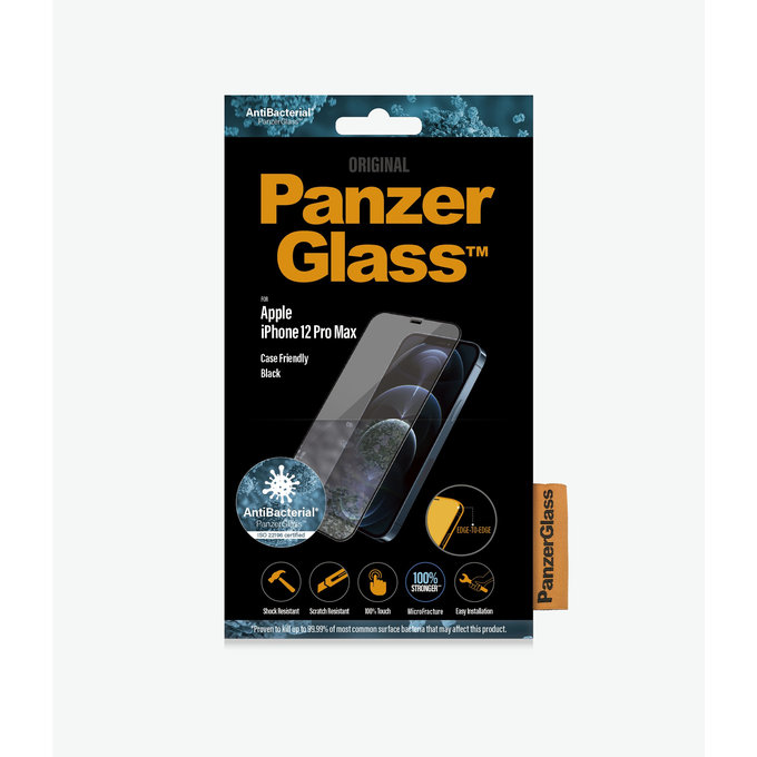 PanzerGlass - Étui en verre trempé Friendly AB pour iPhone 12 Pro Max, noir
