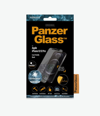 PanzerGlass - Étui en verre trempé CamSlider AB pour iPhone 12 & 12 Pro, noir