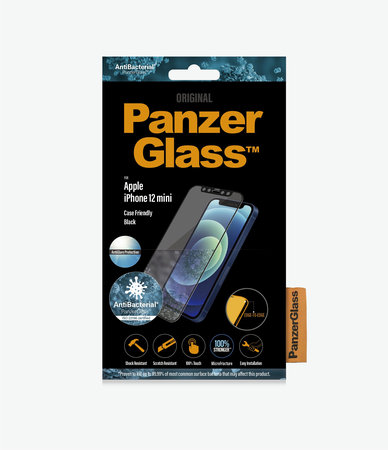 PanzerGlass - Coque en verre trempé antireflet pour iPhone 12 mini, noir