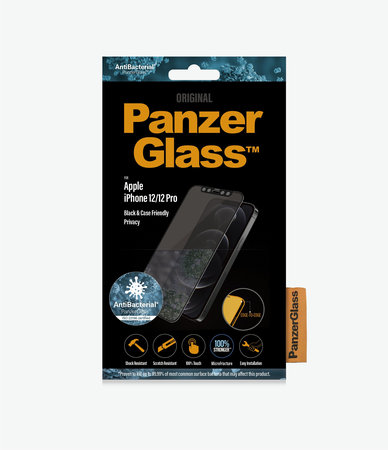 PanzerGlass - Verre trempé Privacy Case Friendly AB pour iPhone 12 & 12 Pro, noir