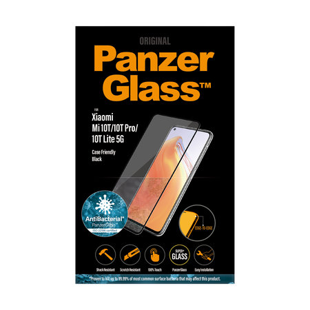 PanzerGlass - Compatible avec les coques en verre trempé pour Xiaomi Mi 10T Pro 5G, 10T Lite, 10T, noir