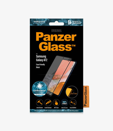 PanzerGlass - Étui en verre trempé Friendly AB pour Samsung Galaxy A72, noir