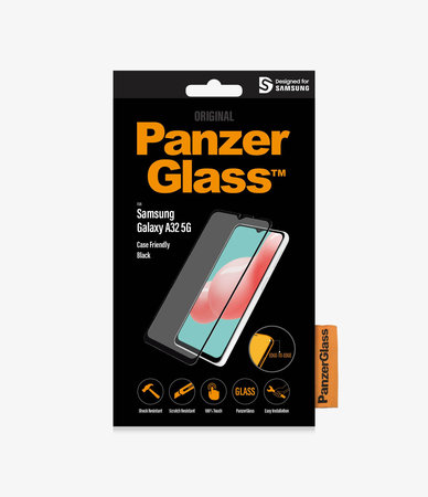 PanzerGlass - Compatible avec les coques en verre trempé pour Samsung Galaxy A32 5G, noir