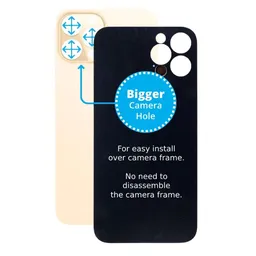 Apple iPhone 12 Pro Max - Verre du boîtier arrière avec plus grand trou pour l'appareil photo (Or)