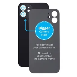 Apple iPhone 12 - Verre du boîtier arrière avec plus grand trou pour la caméra (noir)