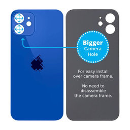 Apple iPhone 12 - Verre du boîtier arrière avec plus grand trou pour l'appareil photo (bleu)