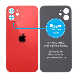 Apple iPhone 12 - Verre du boîtier arrière avec plus grand trou pour la caméra (rouge)