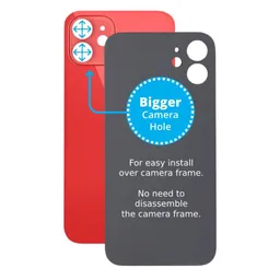 Apple iPhone 12 - Verre du boîtier arrière avec plus grand trou pour la caméra (rouge)