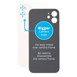 Apple iPhone 12 - Verre du boîtier arrière avec plus grand trou pour l'appareil photo (blanc)
