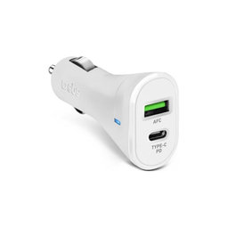 SBS - Chargeur de voiture USB-C PowerDelivery 20W, USB 18W, blanc