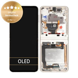 Samsung Galaxy Z Flip 3 F711B - Écran LCD + Objectif Tactile + Cadre (Crème) - GH82-27243B, GH82-27244B Genuine Service Pack