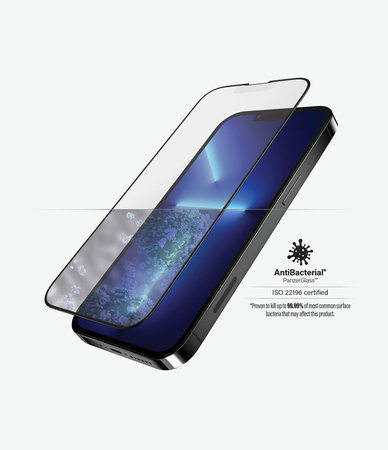 PanzerGlass - Coque en verre trempé antireflet AB pour iPhone 13 Pro Max et 14 Plus, noir