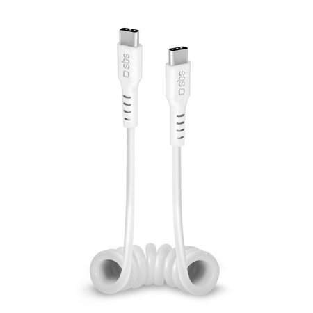 SBS - Câble USB-C / USB-C (1m), ressort, blanc