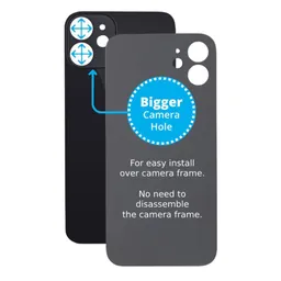 Apple iPhone 12 Mini - Verre du boîtier arrière avec plus grand trou pour l'appareil photo (noir)