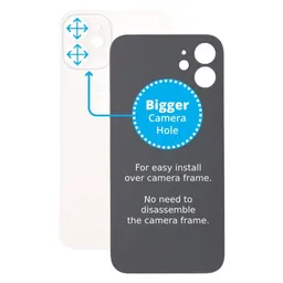 Apple iPhone 12 Mini - Verre du boîtier arrière avec plus grand trou pour l'appareil photo (blanc)