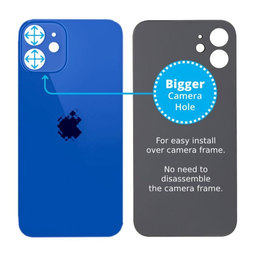 Apple iPhone 12 Mini - Verre du boîtier arrière avec plus grand trou pour l'appareil photo (bleu)