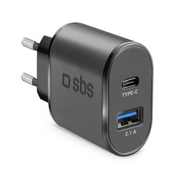 SBS - Adaptateur de charge 10 W USB, USB-C, noir