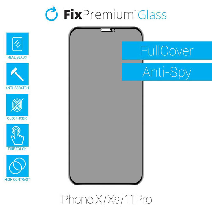FixPremium Privacy Anti-Spy Glass - Verre trempé pour iPhone X, XS et 11 Pro