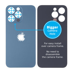 Apple iPhone 13 Pro - Verre du boîtier arrière avec plus grand trou pour l'appareil photo (bleu)