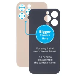 Apple iPhone 13 Pro - Verre du boîtier arrière avec plus grand trou pour la caméra (or)