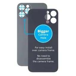 Apple iPhone 13 Pro Max - Verre du boîtier arrière avec plus grand trou pour l'appareil photo (graphite)
