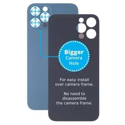 Apple iPhone 13 Pro Max - Verre du boîtier arrière avec plus grand trou pour l'appareil photo (bleu)