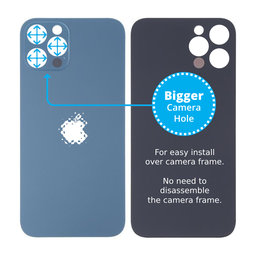 Apple iPhone 13 Pro Max - Verre du boîtier arrière avec plus grand trou pour l'appareil photo (bleu)