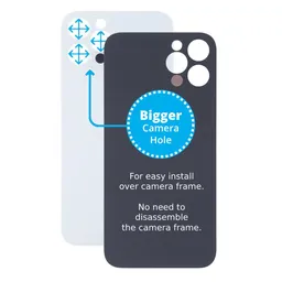Apple iPhone 13 Pro Max - Verre du boîtier arrière avec plus grand trou pour l'appareil photo (argent)